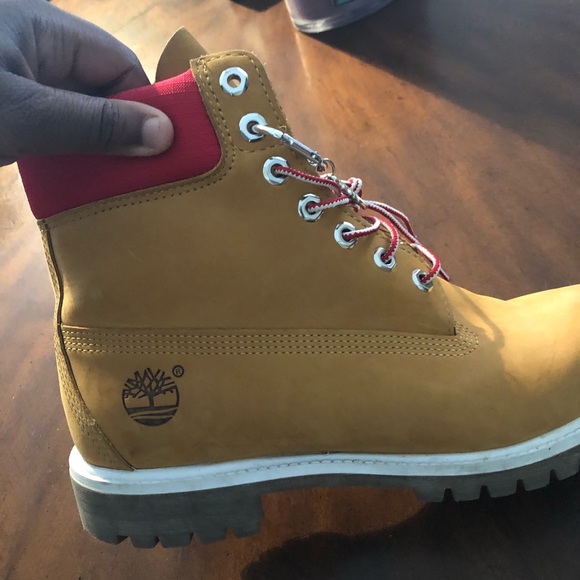 Custom Timberlands w/red and white main image 7